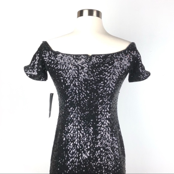 AIDAN MATTOX black sequin bodycon cocktail dress - Picture 5 of 8